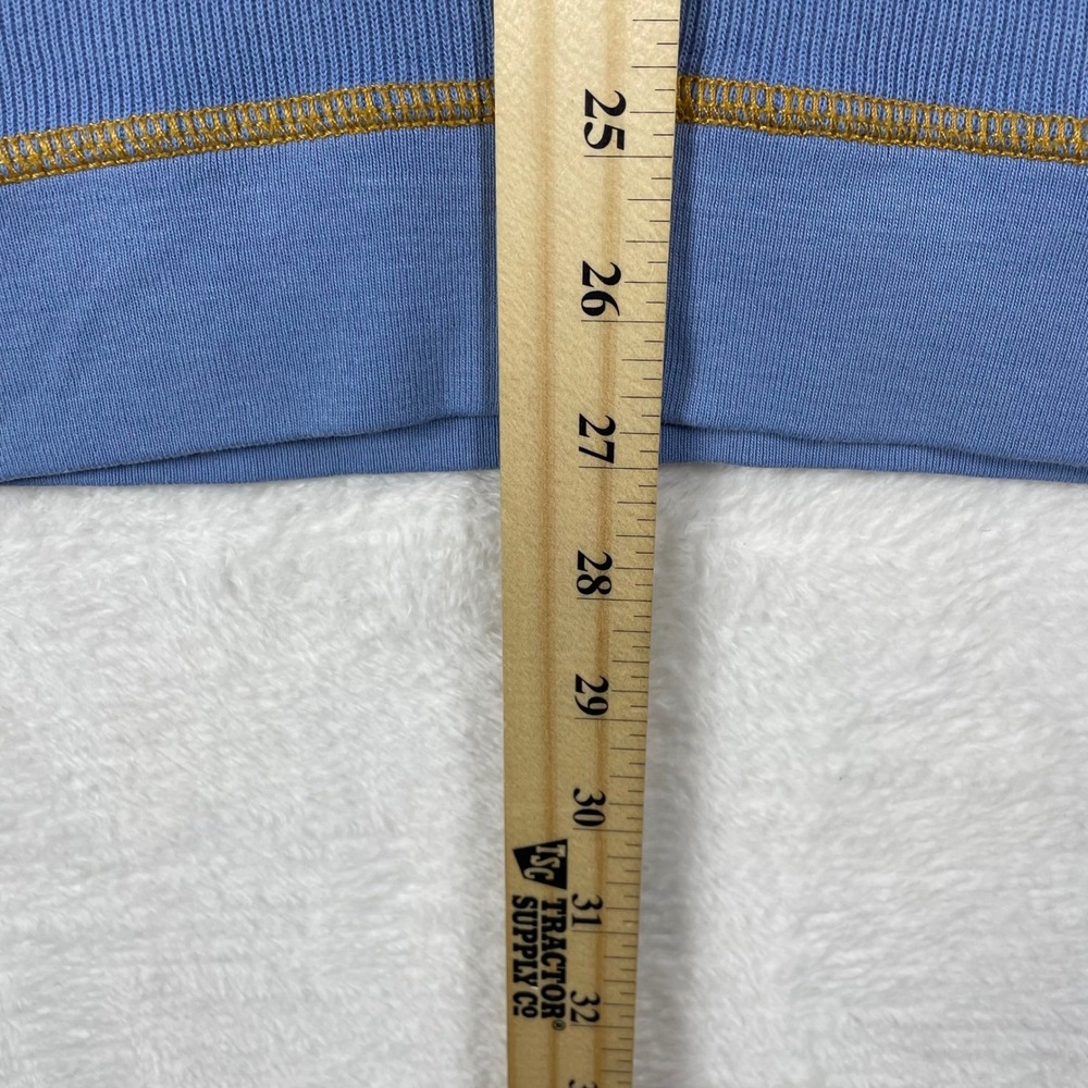 Orvis Mens Quarter Zip Pullover Sweater Blue Ribbed Cotton Flatlock Stitch Med - Picture 4 of 6